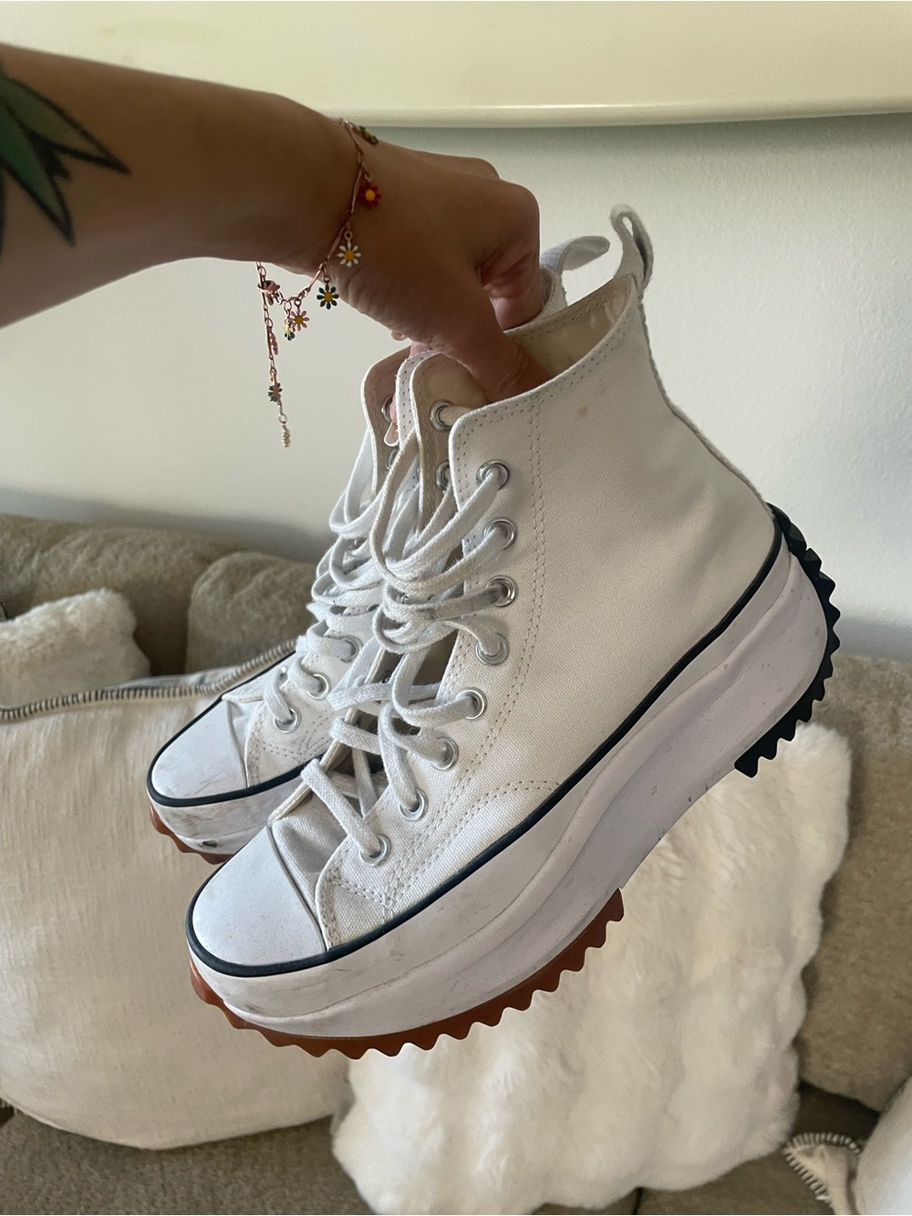 Converse White High-Top Platform Sneakers with Two-Tone Lug Sole